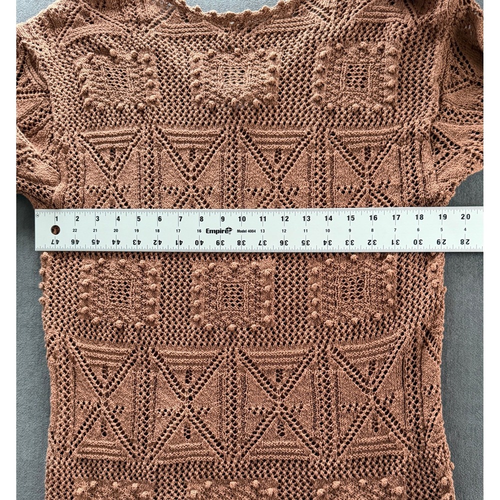 Zara Crochet Knit Sweater Dress Womens S Brown Bohemian Cottagecore Indie Boho - Picture 8 of 10